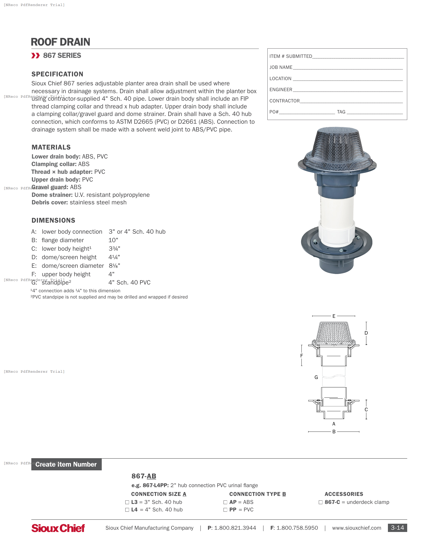 867 SERIES - PLANTER AREA DRAIN - SPEC SHEET.PDF Specification Document